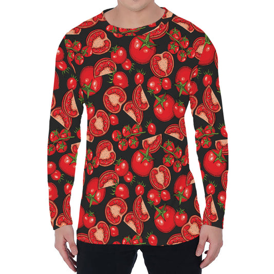 Red Ripe Tomatoes Pattern Print Men's Long Sleeve T-Shirt