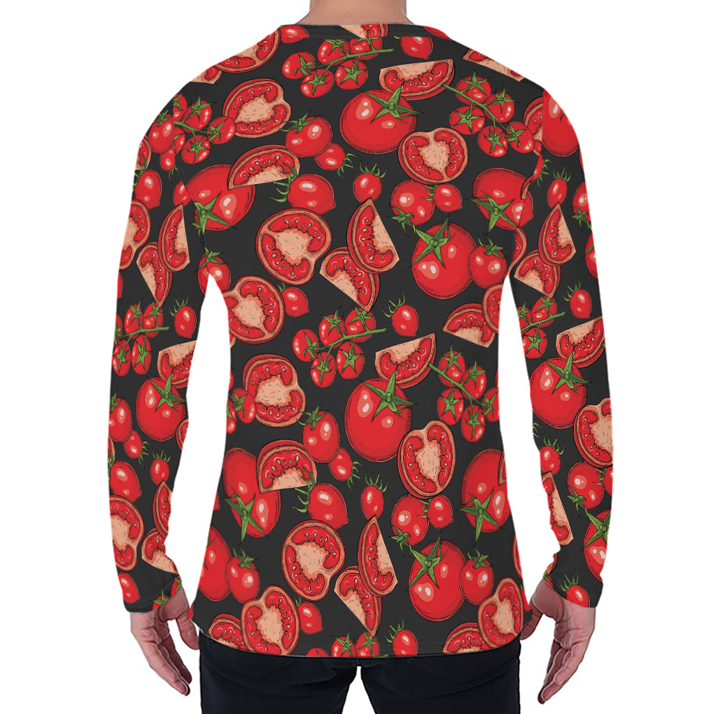 Red Ripe Tomatoes Pattern Print Men's Long Sleeve T-Shirt