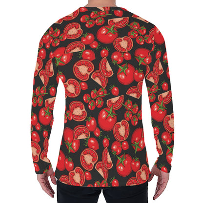 Red Ripe Tomatoes Pattern Print Men's Long Sleeve T-Shirt