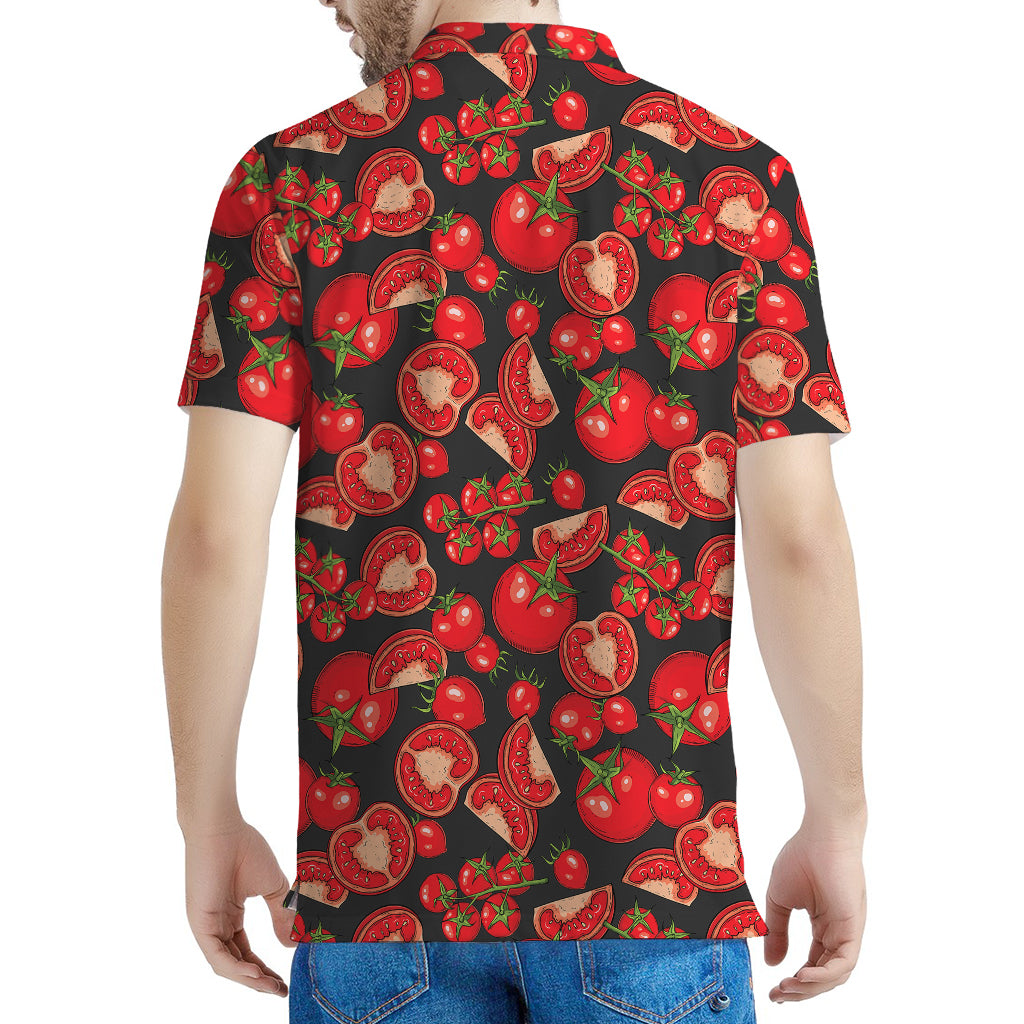 Red Ripe Tomatoes Pattern Print Men's Polo Shirt