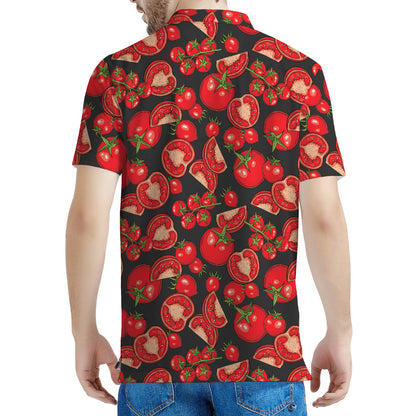 Red Ripe Tomatoes Pattern Print Men's Polo Shirt
