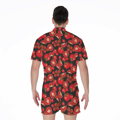 Red Ripe Tomatoes Pattern Print Men's Rompers