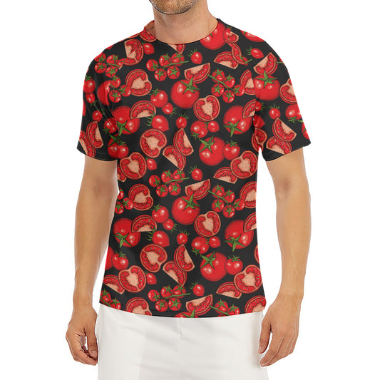 Red Ripe Tomatoes Pattern Print Men's Short Sleeve Rash Guard