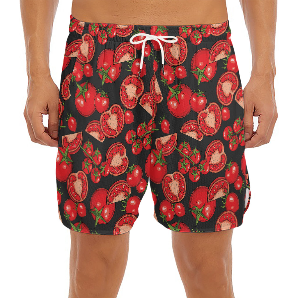 Red Ripe Tomatoes Pattern Print Men's Split Running Shorts