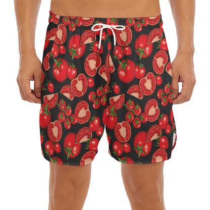 Red Ripe Tomatoes Pattern Print Men's Split Running Shorts