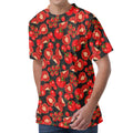 Red Ripe Tomatoes Pattern Print Men's Velvet T-Shirt