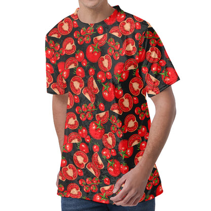 Red Ripe Tomatoes Pattern Print Men's Velvet T-Shirt