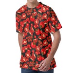 Red Ripe Tomatoes Pattern Print Men's Velvet T-Shirt