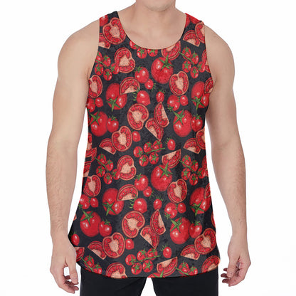 Red Ripe Tomatoes Pattern Print Men's Velvet Tank Top