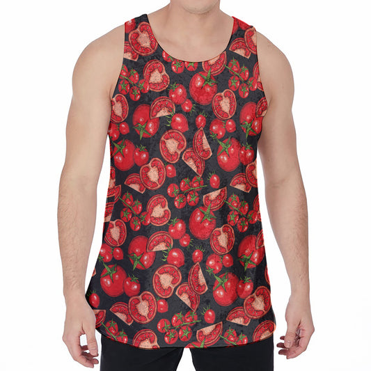 Red Ripe Tomatoes Pattern Print Men's Velvet Tank Top