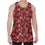 Red Ripe Tomatoes Pattern Print Men's Velvet Tank Top