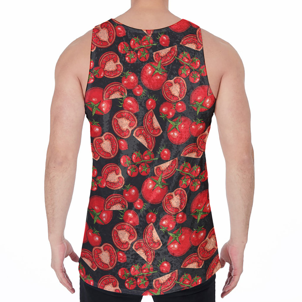 Red Ripe Tomatoes Pattern Print Men's Velvet Tank Top