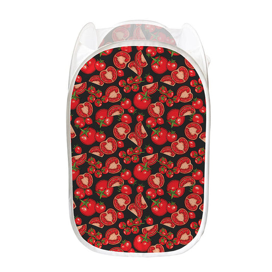 Red Ripe Tomatoes Pattern Print Mesh Laundry Hamper