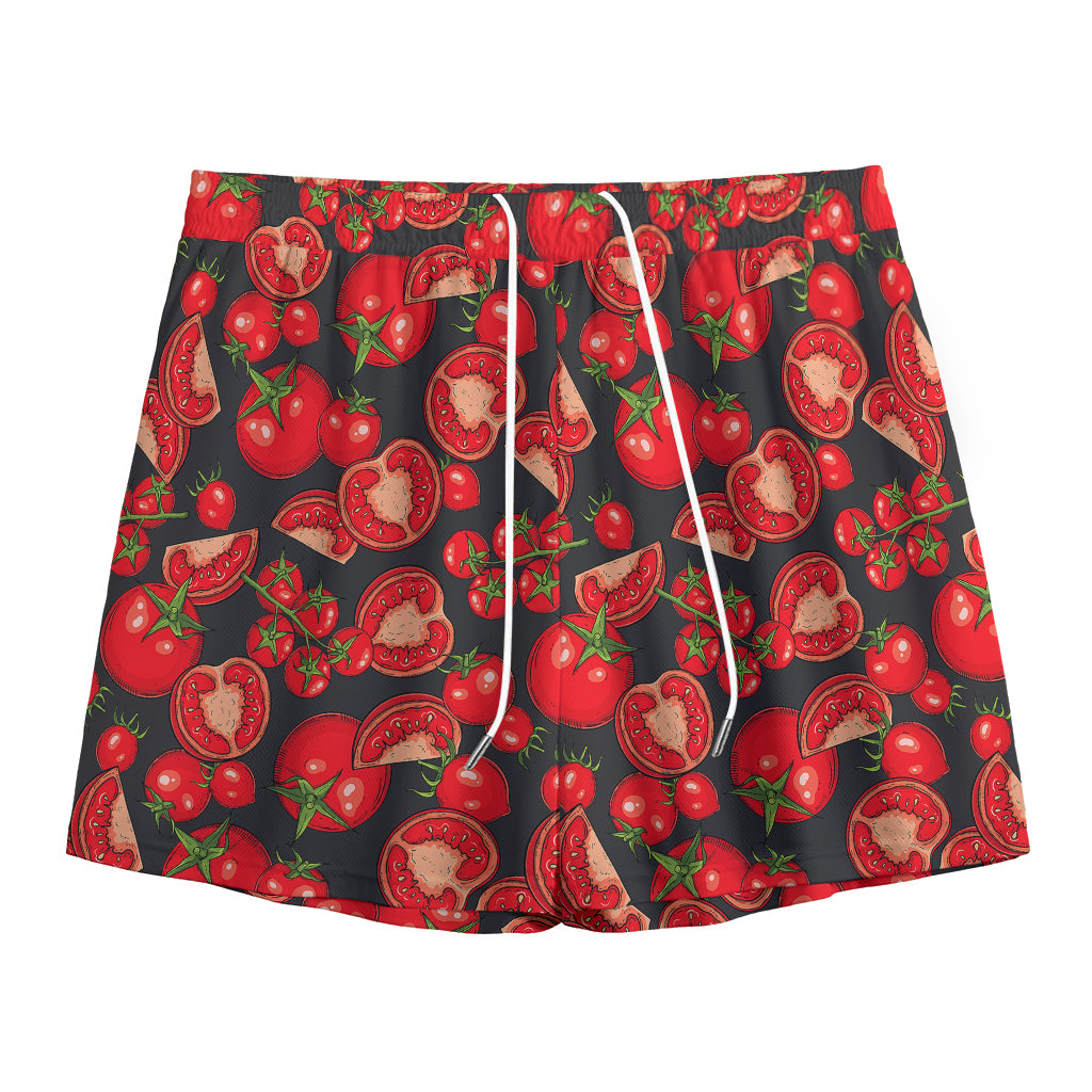 Red Ripe Tomatoes Pattern Print Mesh Shorts