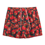 Red Ripe Tomatoes Pattern Print Mesh Shorts