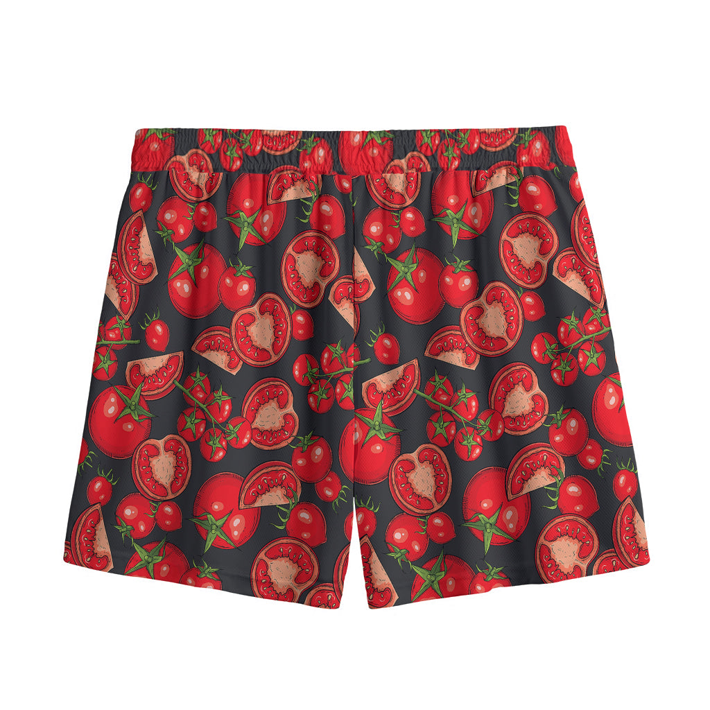 Red Ripe Tomatoes Pattern Print Mesh Shorts
