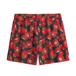 Red Ripe Tomatoes Pattern Print Mesh Shorts