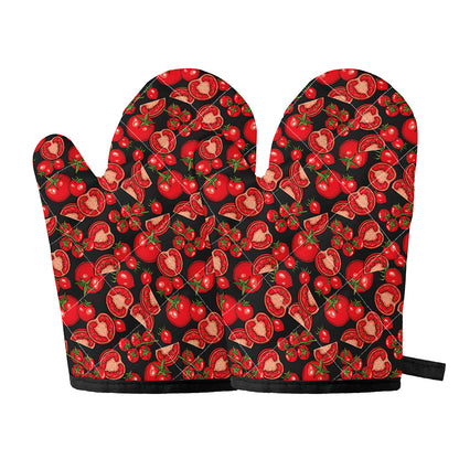 Red Ripe Tomatoes Pattern Print Oven Mitts