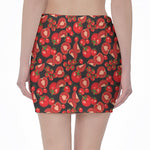 Red Ripe Tomatoes Pattern Print Pencil Mini Skirt