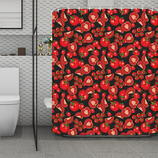 Red Ripe Tomatoes Pattern Print Polyester Shower Curtain