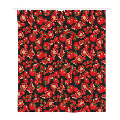 Red Ripe Tomatoes Pattern Print Polyester Shower Curtain