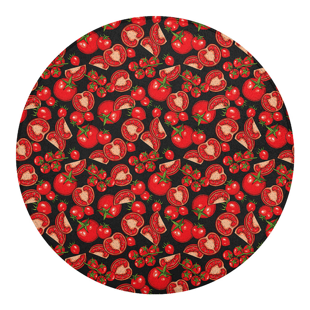 Red Ripe Tomatoes Pattern Print Round Blanket
