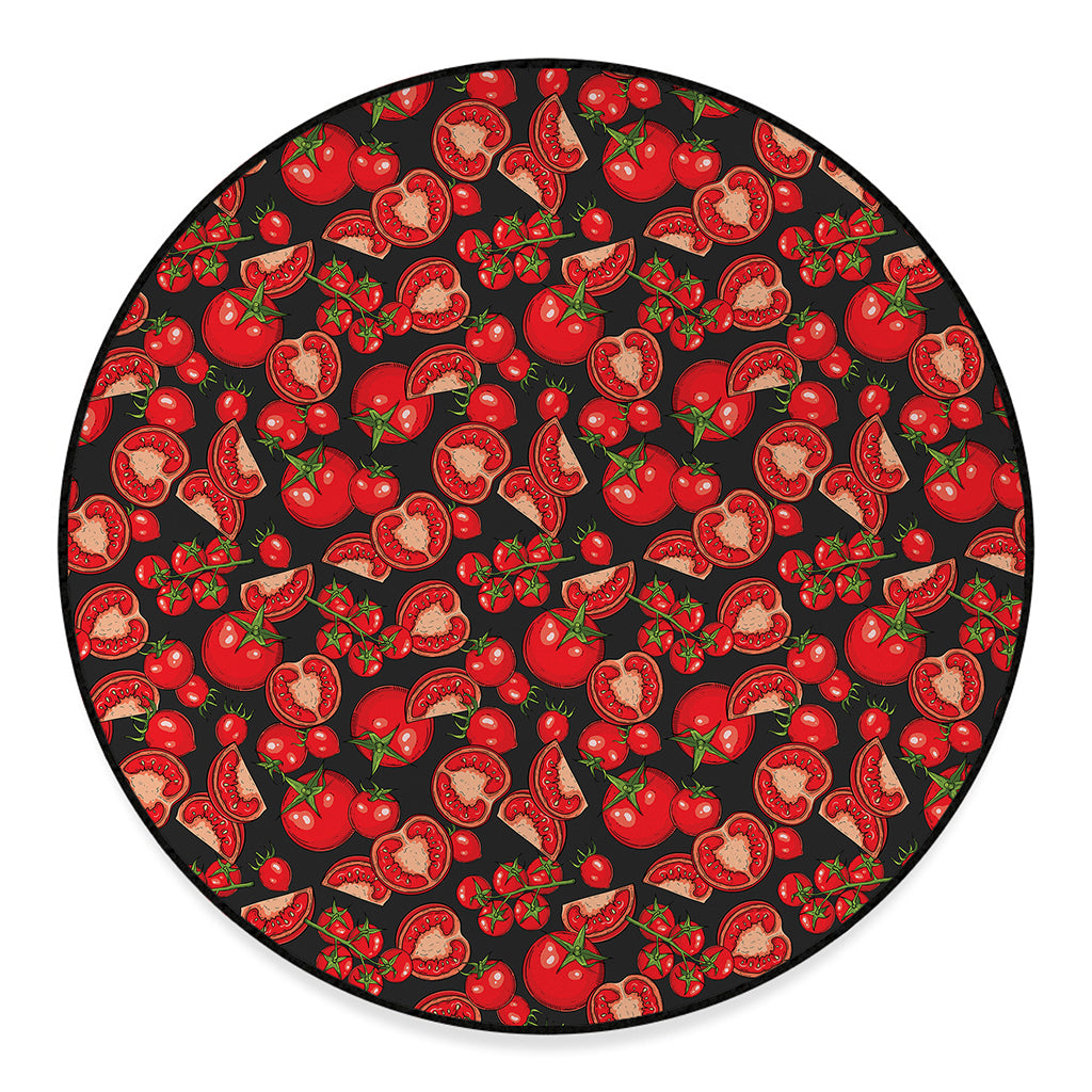 Red Ripe Tomatoes Pattern Print Round Floor Mat