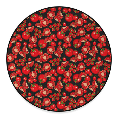 Red Ripe Tomatoes Pattern Print Round Floor Mat