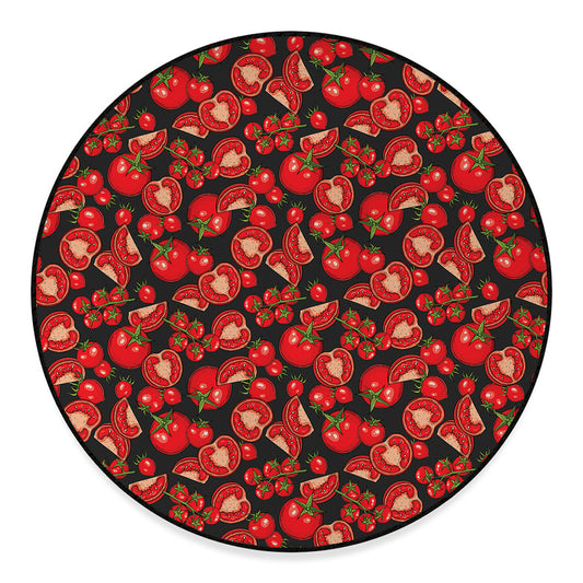 Red Ripe Tomatoes Pattern Print Round Floor Mat