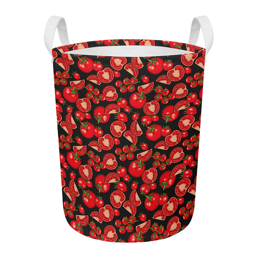 Red Ripe Tomatoes Pattern Print Round Laundry Basket