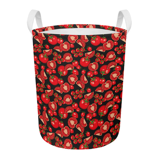 Red Ripe Tomatoes Pattern Print Round Laundry Basket