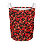 Red Ripe Tomatoes Pattern Print Round Laundry Basket