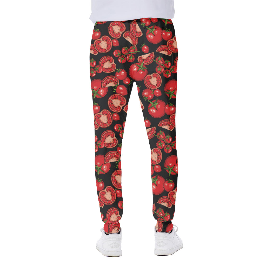 Red Ripe Tomatoes Pattern Print Scuba Joggers