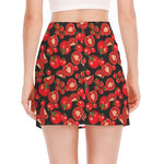 Red Ripe Tomatoes Pattern Print Side Slit Mini Skirt
