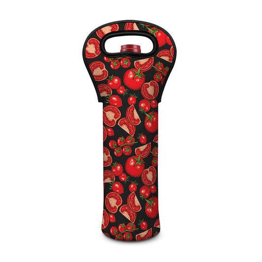 Red Ripe Tomatoes Pattern Print Single Neoprene Wine Tote