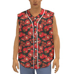 Red Ripe Tomatoes Pattern Print Sleeveless Baseball Jersey