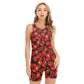 Red Ripe Tomatoes Pattern Print Sleeveless One Piece Swimsuit