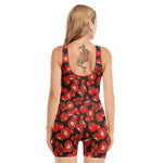 Red Ripe Tomatoes Pattern Print Sleeveless One Piece Swimsuit