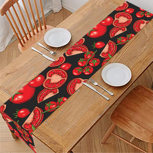 Red Ripe Tomatoes Pattern Print Table Runner