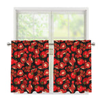 Red Ripe Tomatoes Pattern Print Tier Curtains