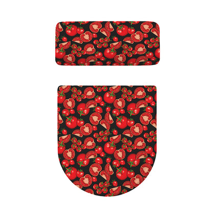 Red Ripe Tomatoes Pattern Print Toilet Lid And Tank Cover Set
