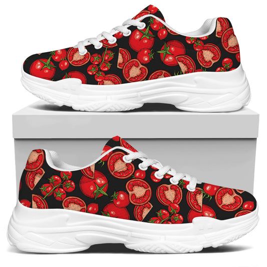 Red Ripe Tomatoes Pattern Print White Chunky Shoes