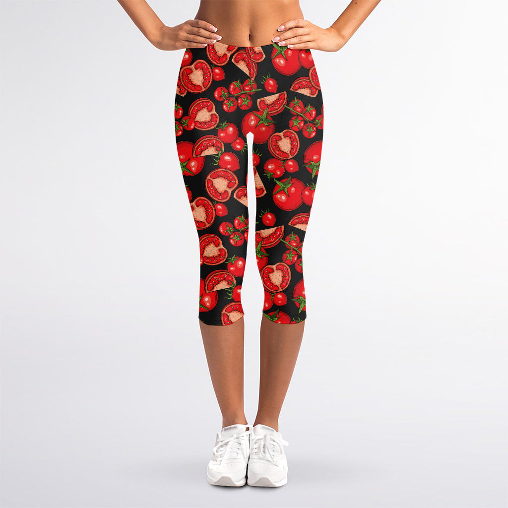 Red Ripe Tomatoes Pattern Print Women's Capri Leggings