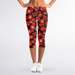 Red Ripe Tomatoes Pattern Print Women's Capri Leggings
