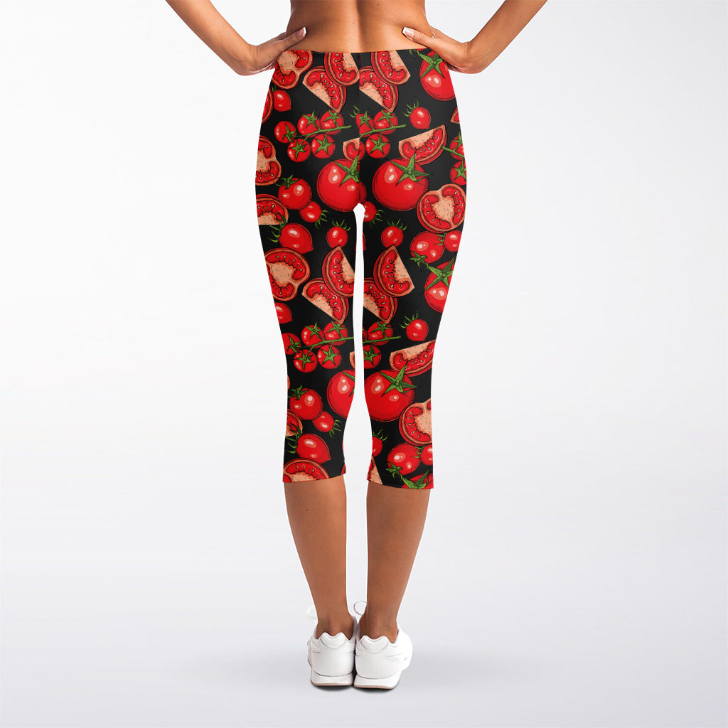 Red Ripe Tomatoes Pattern Print Women's Capri Leggings
