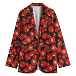 Red Ripe Tomatoes Pattern Print Women's Cotton Blazer
