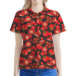 Red Ripe Tomatoes Pattern Print Women's Polo Shirt