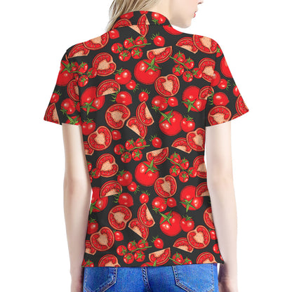 Red Ripe Tomatoes Pattern Print Women's Polo Shirt