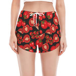 Red Ripe Tomatoes Pattern Print Women's Split Running Shorts