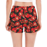 Red Ripe Tomatoes Pattern Print Women's Split Running Shorts